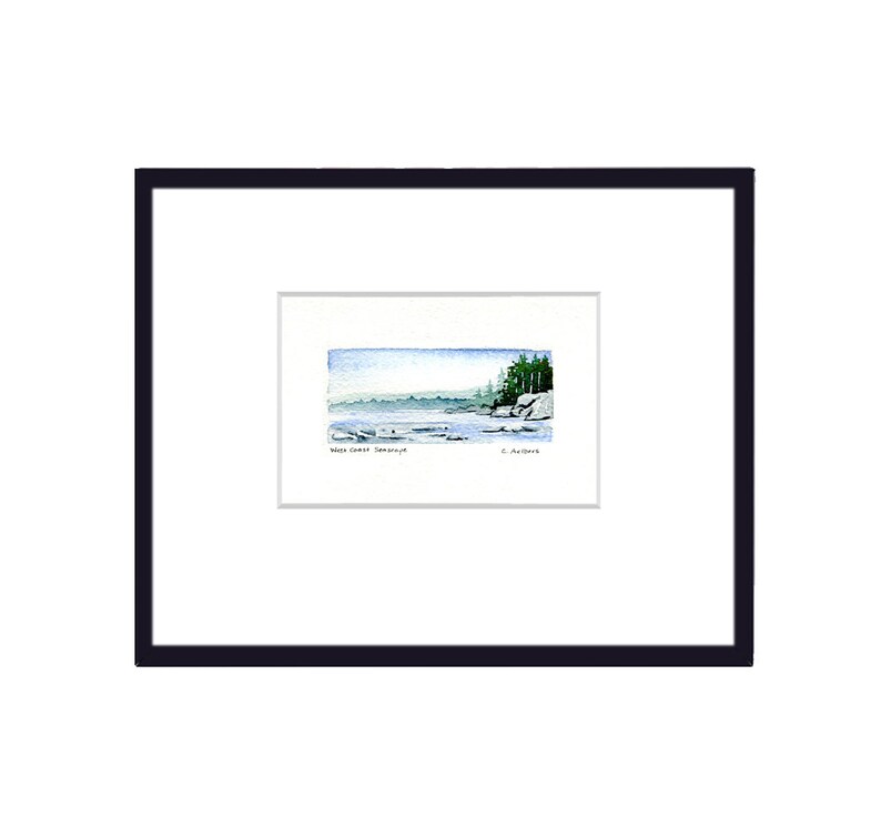 West Coast Seascape, Original Watercolor, Hand Made Art Card, Painting for Sale image 3