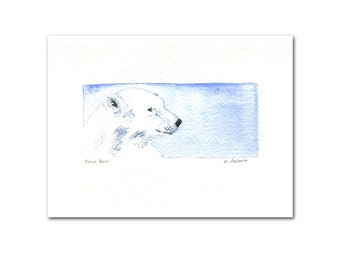 Polar Bear Miniature Painting Original Hand Made Art Card