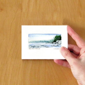 West Coast Seascape, Original Watercolor, Hand Made Art Card, Painting for Sale image 2