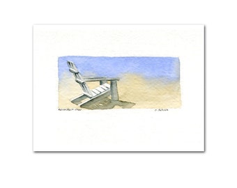 Original Seascape Painting - Adirondack Chair Petite Watercolour - Painting for Sale