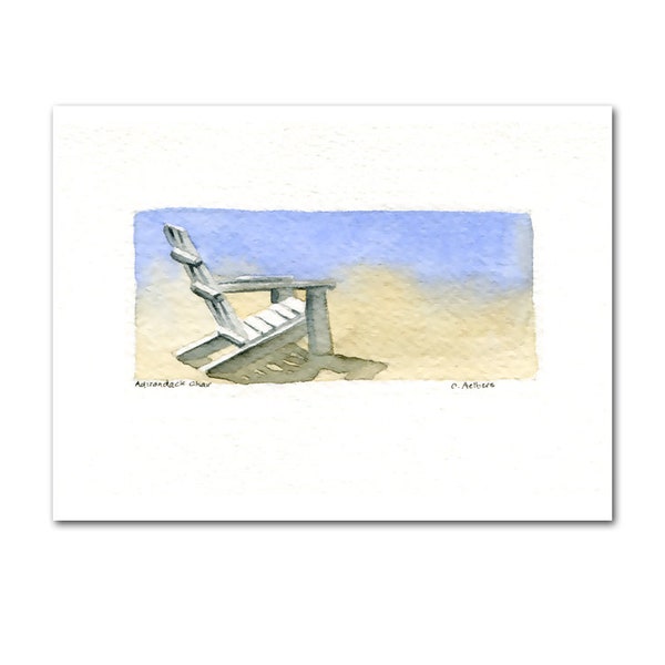 Original Seascape Painting - Adirondack Chair Petite Watercolour - Painting for Sale