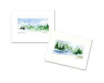 Winter Landscapes Original Hand Painted Art Cards - Hand Made Original Watercolours