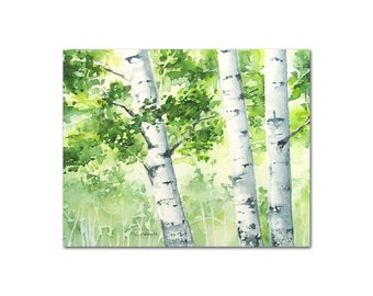 INSTANT DOWNLOAD 8x10 , Birch Trees, Printable Art, Watercolor, Nature Art