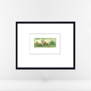 Two Sheep Original Watercolour Art Card For Sale, 3.5 x 5, Miniature Painting image 3