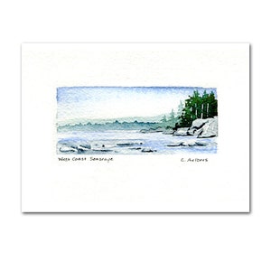 West Coast Seascape, Original Watercolor, Hand Made Art Card, Painting for Sale image 1