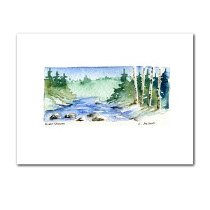 3.5 x 5 Winter Scene, Greeting Card, Miniature Painting, Original Watercolour, Hand Made Art Card image 1