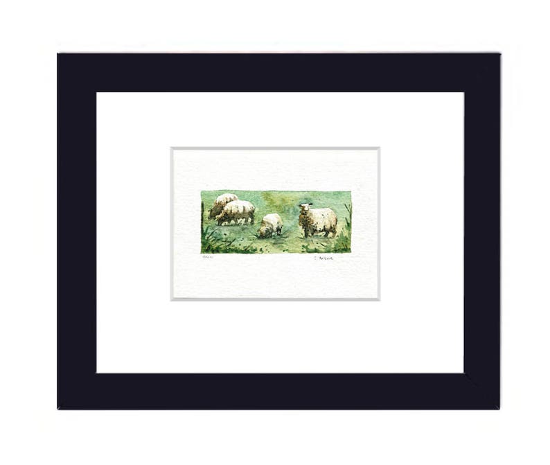 Sheep Original Watercolor Art Card For Sale image 3