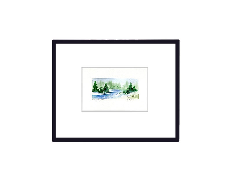 Winter Scene Greeting Card Miniature Painting Original Hand Made Art Card image 4