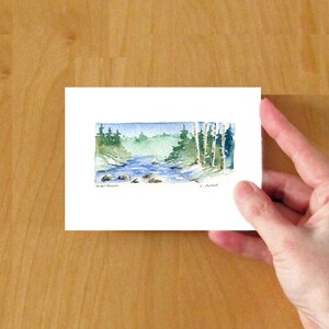 3.5 x 5 Winter Scene, Greeting Card, Miniature Painting, Original Watercolour, Hand Made Art Card image 4