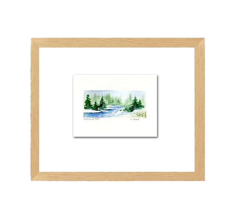 Winter Scene Greeting Card Miniature Painting Original Hand Made Art Card image 3