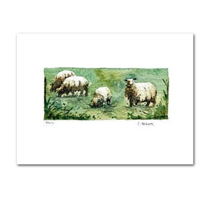 Sheep Original Watercolor Art Card For Sale
