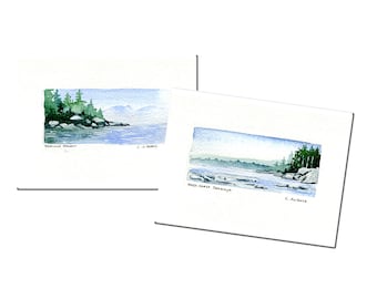 Two Original Hand Painted Seashore Landscapes - Hand Made Original Watercolours