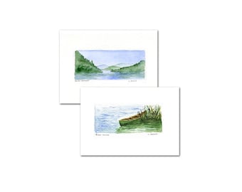 Two Original Hand Painted West Coast Landscapes - Hand Made Original Watercolours