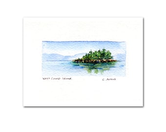 West Coast Island Original Hand Painted Watercolor Art Card