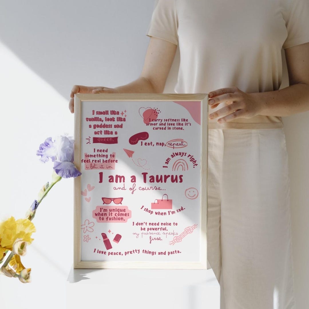 Taurus Positive Taurus Daily Affirmations Poster Women, Zodiac Sign Gift Wall Art ...