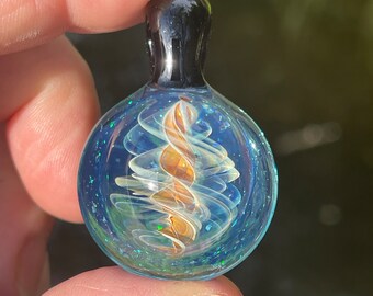 Cosmic Energy Portal, Pyrex Glass Necklace Pendant. All of my pendants come with an 18” long necklace and in a drawstring gift bag