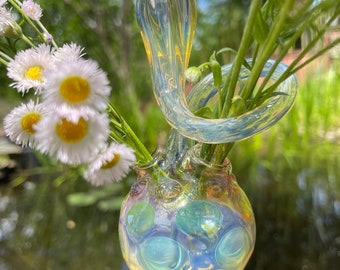 Pyrex Blown Glass Window or Wall Vase, made by me in Asheville, NC. It also works great for rooting plants
