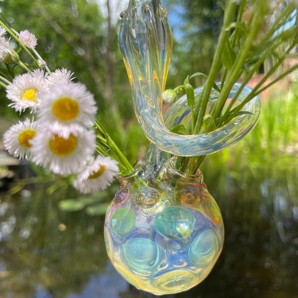 Pyrex Blown Glass Window or Wall Vase, made by me in Asheville, NC. It also works great for rooting plants