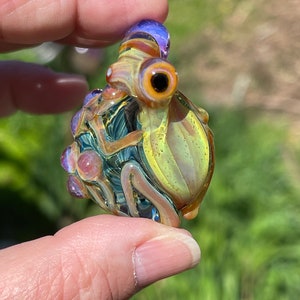 Little tree frog necklace, Handmade Glass Frog Pendant. All of my pendants come with a black cord necklace and in a drawstring gift bag