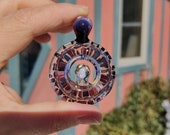 Optical Play Glass Pendant with gilson opal in black and pink