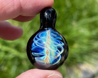 Cosmic Energy Portal, Pyrex Glass Necklace Pendant. All of my pendants come with an 18” long necklace and in a drawstring gift bag