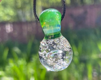 Glass Bubbles Necklace Pendant, Pyrex, Small Glass Pendant. All of my pendants come with a necklace and in a drawstring gift bag.