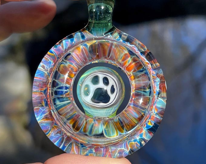 Pyrex Dog Dog Paw Print Pyrex Glass Necklace Pendant. Handmade by Me, in ...