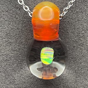 Small Gilson Opal Glass Necklace, with Stainless Steel chain and sunset bail, handmade in Asheville NC