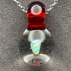 Small Gilson Opal Glass Necklace, with Stainless Steel chain, handmade in Asheville NC