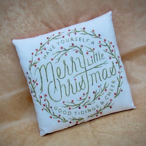 Christmas Pillow Christmas decoration Country Christmas decor Handmade Christmas Primitive Christmas PIllow Holiday Farmhouse 7 x 7 inches