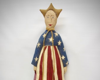 Rustic American Flag | Liberty Doll | Memorial Day decorations | 1776 decoration | primitive colonial decor | American decor | Patriotic