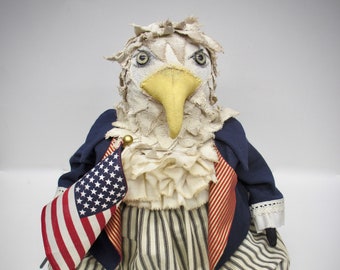 Primitive Patriotic Bald Eagle Decor | Patriotic cloth doll | Fourth of July decor | American Eagle decor | Independence Day Decor | Eagle