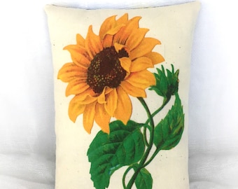 Sunflower pillow | Sunflower home decor | Summer decorations | Primitive sunflower | Vintage sunflower | Yellow sunflower | Sunflowers