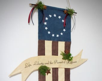 Primitive Patriotic American flag | 4th of July decoration | Primitive wall decor | Primitive decor | Patriotic home decor | door greeter