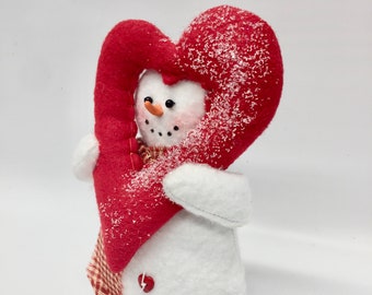 Valentine Snowman with heart | Snowman decor | Valentines day decoration | Valentine's day gift | Whimsical Valentine gift | heart decor