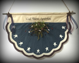 Primitive American Flag Bunting | USA Door or Wall Hanging | Patriotic holiday | Primitive decor | Patriotic decoration | 4th of July decor