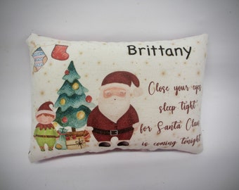 Personalized Christmas Eve Childs Pillow | Stocking stuffer | Customized name pillow | mini pillow | Santa Xmas pillow | made to order