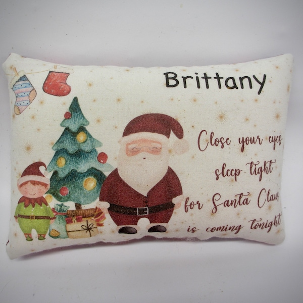 Personalized Christmas Eve Childs Pillow | Stocking stuffer | Customized name pillow | mini pillow | Santa Xmas pillow | made to order