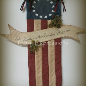 Primitive Patriotic American flag 4th of July decoration Primitive wall decor Primitive decor Patriotic home decor door greeter image 7