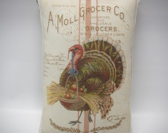 Thanksgiving Turkey Mini Pillow | Primitive Tuck | Tier Tray Accessory | Holiday accent | Fall Home Decor | Rustic Farmhouse decoration