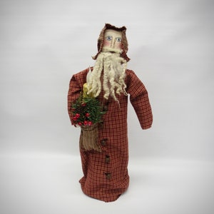 Primitive Santa Handmade Santa Santa doll Primitive Country Santa Primitive country Christmas decor Primitive country decor Red Window Pane