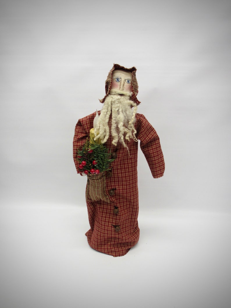 Primitive Santa Handmade Santa Santa doll Primitive Country Santa Primitive country Christmas decor Primitive country decor Red Window Pane