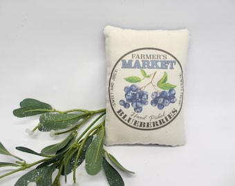 Blueberry farmhouse mini pillow | fruit decor | rustic country accent | Farmers Market decoration | tiered tray accessory | accent pillow