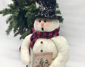 Samuel the Singing Snowman | chubby snowman | Winter decor | Folk art Snowman | Table top decoration |