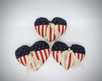 Primitive Patriotic Heart Bowl Fillers | Heart decor | 4th of July decorations | Wreath embellishment | Tier tray accessory | USA accent