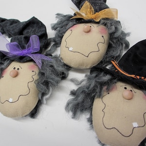 Primitive Witch Ornaments | Halloween props | All Hallows Eve bowl fillers | Halloween Witch decorations | Witch decor | Party decorations