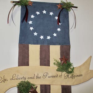 Primitive Patriotic American flag 4th of July decoration Primitive wall decor Primitive decor Patriotic home decor door greeter image 2