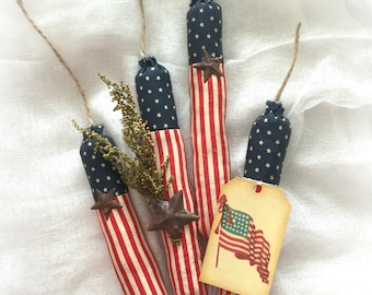 Primitive Patriotic firecracker | fourth of July decorations |  patriotic decor | Independence Day decor | red white blue | July 4th decor