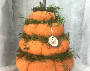 4 Tier Stacked Pumpkin decoration | Autumn Decor | Thanksgiving Table Centerpiece | farmhouse decor | Country Rustic Pumpkin