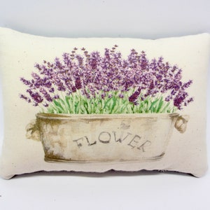 mini pillow 4" x 6"  made from muslin with various images of lavender flowers.  Your choice of image at checkout